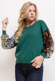 Fashion groene trui met sequins._