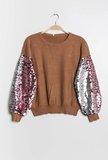 Fashion camel trui met sequins._