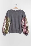 Fashion grijze trui met sequins._