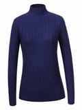 Blauwe basic pullover in maille._