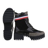 Hoge zwarte lak/daim veterboot Gael._