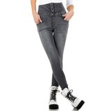 Trendy grijze hoge taille jeans._