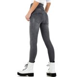 Trendy grijze hoge taille jeans._