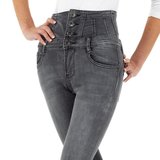 Trendy grijze hoge taille jeans._