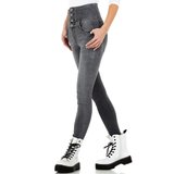 Trendy grijze hoge taille jeans._