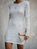 Modieuze witte sequin jurk._