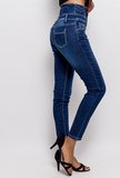 Trendy high waist blue jeans._