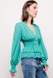 Trendy korte groene blouse._