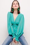 Trendy korte groene blouse._