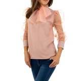 Trendy rose blouse met transparante rug._