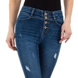 Trendy hoge taille destroyed blue jeans._