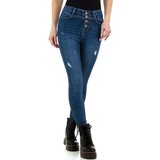 Trendy hoge taille destroyed blue jeans._