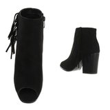 Trendy zwart enkellaarsje Charita met peeptoe.SOLD OUT_