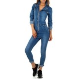 Trendy blue jeans jumpsuit._