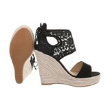 Zomerse zwarte wedge sandaal Celie._