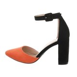 Classy oranje/zwarte pump Isabelle._