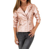 Trendy rose biker jacket in leatherlook._