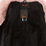 Zwarte leatherlook jas voor meisjes met roze pels._
