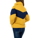 Trendy two-tone gele gewatteerde jacket._