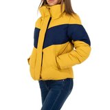 Trendy two-tone gele gewatteerde jacket._