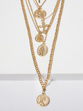 Trendy 6 lagige gouden pendule halsketting._