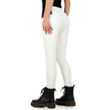 Fashion hoge witte skinny leatherlook broek. - Sibelle Fashion
