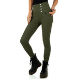 Skinny aanpassende groene hoge taille broek._