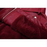 Stylishe bordeaux winterjas in leather look._