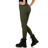 Stylish aanpassende groene hoge taille broek._