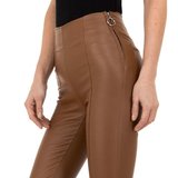 Stylish pantalon brun, effet cuir._