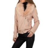 Trendy oud rose korte leatherlook jacket._