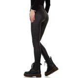 Zwarte skinny hoge taille leatherlook broek._