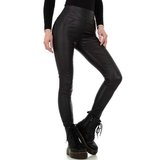 Zwarte skinny hoge taille leatherlook broek._