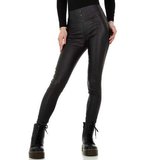 Zwarte skinny hoge taille leatherlook broek._