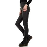 Zwarte skinny hoge taille leatherlook broek._