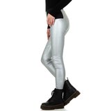 Fashion two-tone zilver-zwarte leatherlook broek._