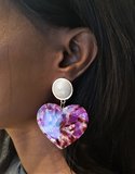 Fashion rose/mix oorbellen in hartvorm._