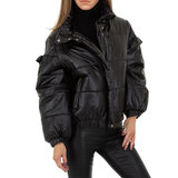 Trendy zwarte oversized gewatteerde winter jacket._