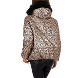 Trendy oversized gewatteerde winter jacket in animal print._