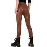 Trendy bruine leatherlook broek met crocprint._