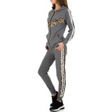 Trendy grijze loungewear met animal print._