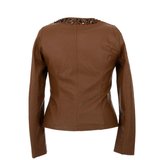 Korte bruine leatherlook jacket.Plus size._