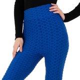 Sportieve blauwe legging met struktuur._