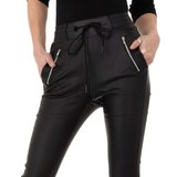 Hippe zwarte jogger broek in leatherlook._