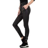 Hippe zwarte jogger broek in leatherlook._