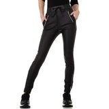 Hippe zwarte jogger broek in leatherlook._