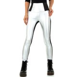 Fashion zwart-zilveren leatherlook broek.SOLD OUT_