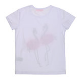 Witte meisjes T-shirt met flamingo._