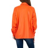 Trendy oranje leatherlook oversized hemdblouse._