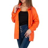 Trendy oranje leatherlook oversized hemdblouse._